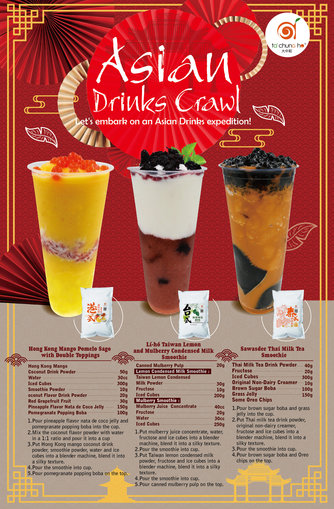 Asian Drinks Crawl - popular beverages in summer, bubble tea supplier, bubble tea ingredients supplier, tapioca pearls su