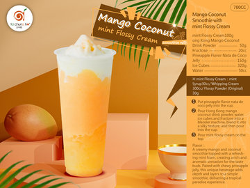 Mango Coconut Smoothie with Peppermint Flossy Cream - Mango Pomelo Sago, bubble tea supplier, bubble tea ingredients supplier